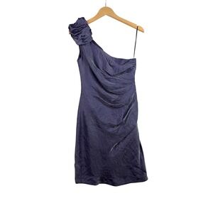 London Times One Shoulder Ruffle Detail Cocktail Dress size 6 Purple